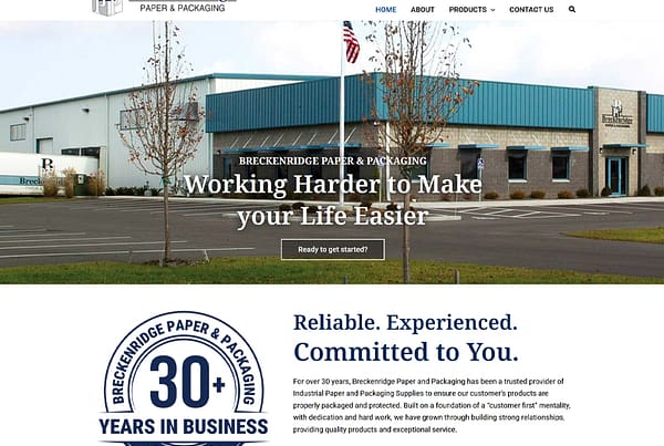 Breckenridge Paper and Packaging homepage design thumbnail