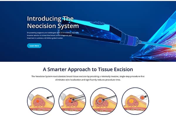 Neocision Medical Corporation website homepage thumbnail