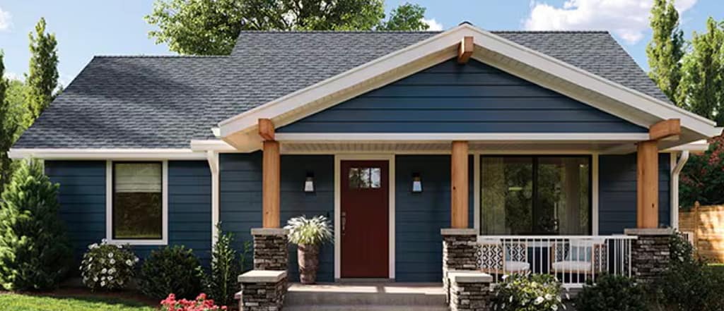 a one-story home with GAF timberline UHDZ roofing shingle