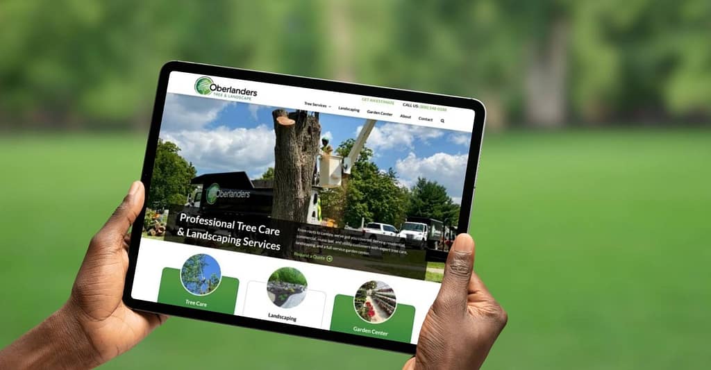 Oberlanders website homepage design by Robintek shown on tablet