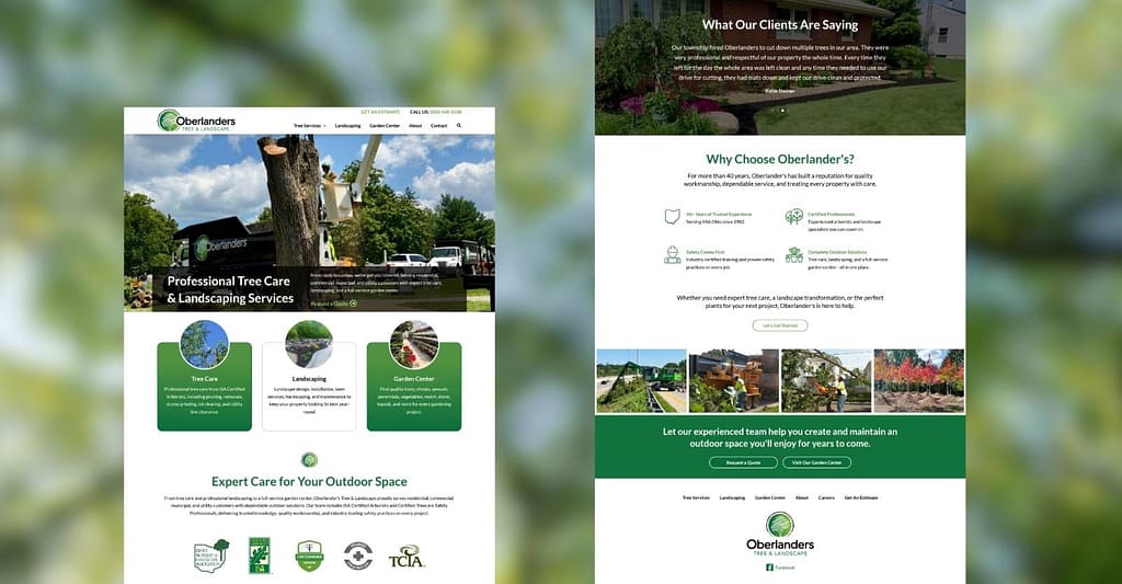Oberlanders website homepage design