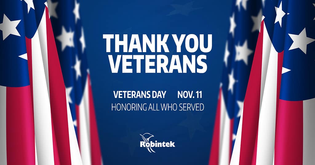 american flags on both sides of a blue background with text overlay "Thank you Veterans, veterans day Nov 11, Honoring all who served"