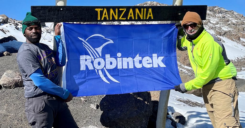 Robintek flag on Mount Kilimanjaro