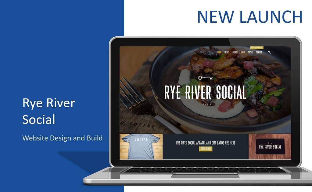 Rye River Social Restaurant Website Design on a Laptop