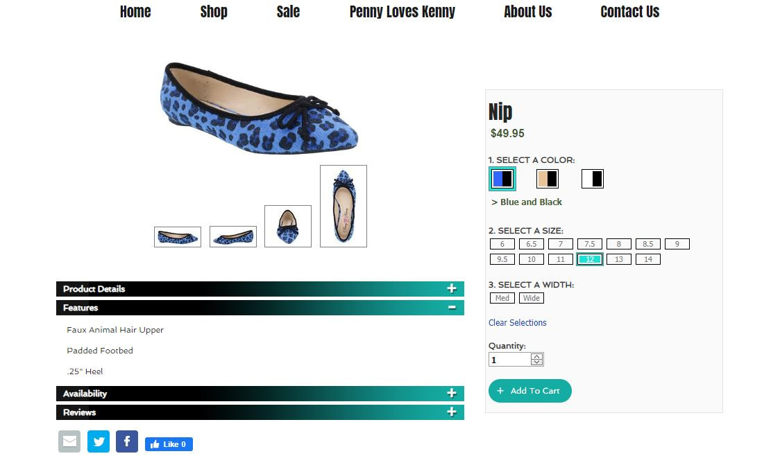bellini shoes custom product color variations display for ecommerce website