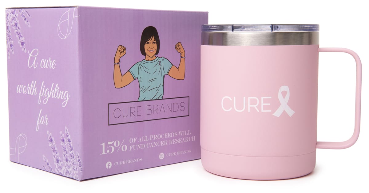 photo of cure brands tumbler and box, amazon product photography image by robintek