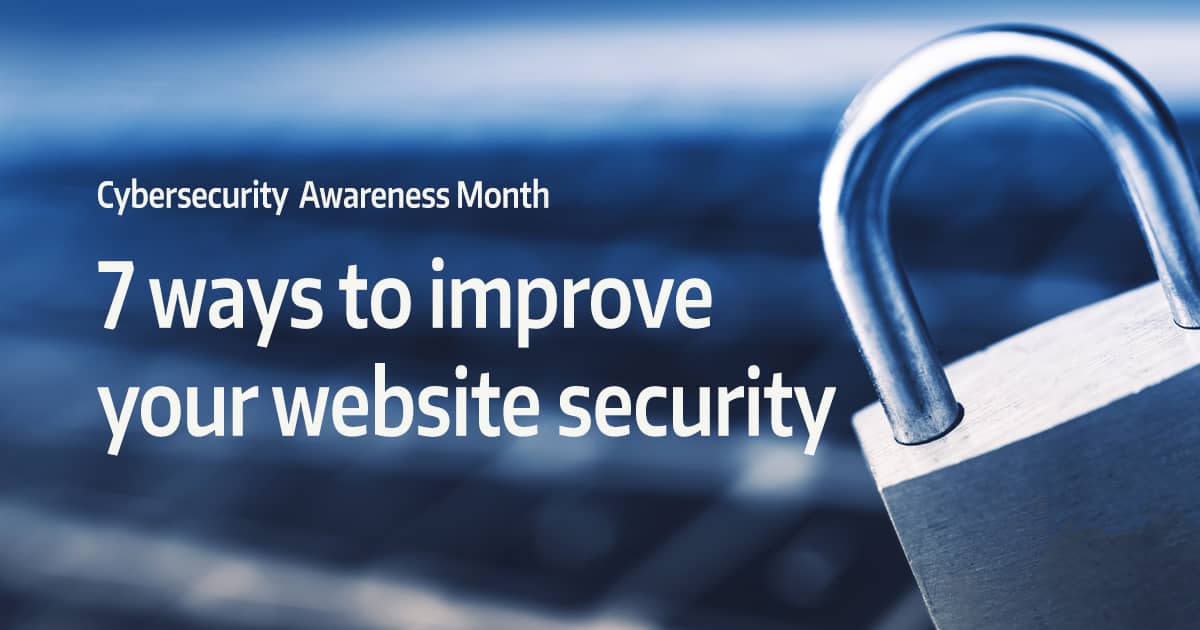 laptop with lock on the keys with text overlay "7 ways to improve your website security"