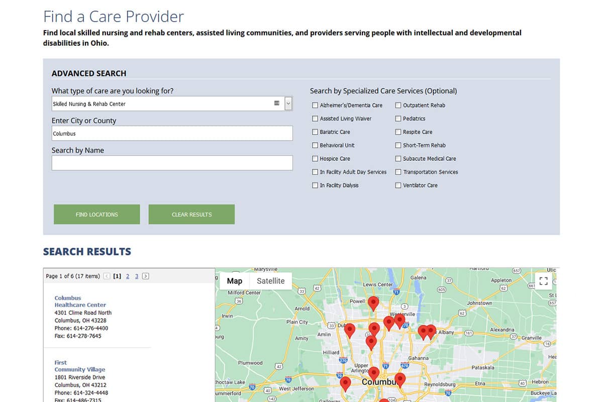 OHCA Find a Care Provider Map Search