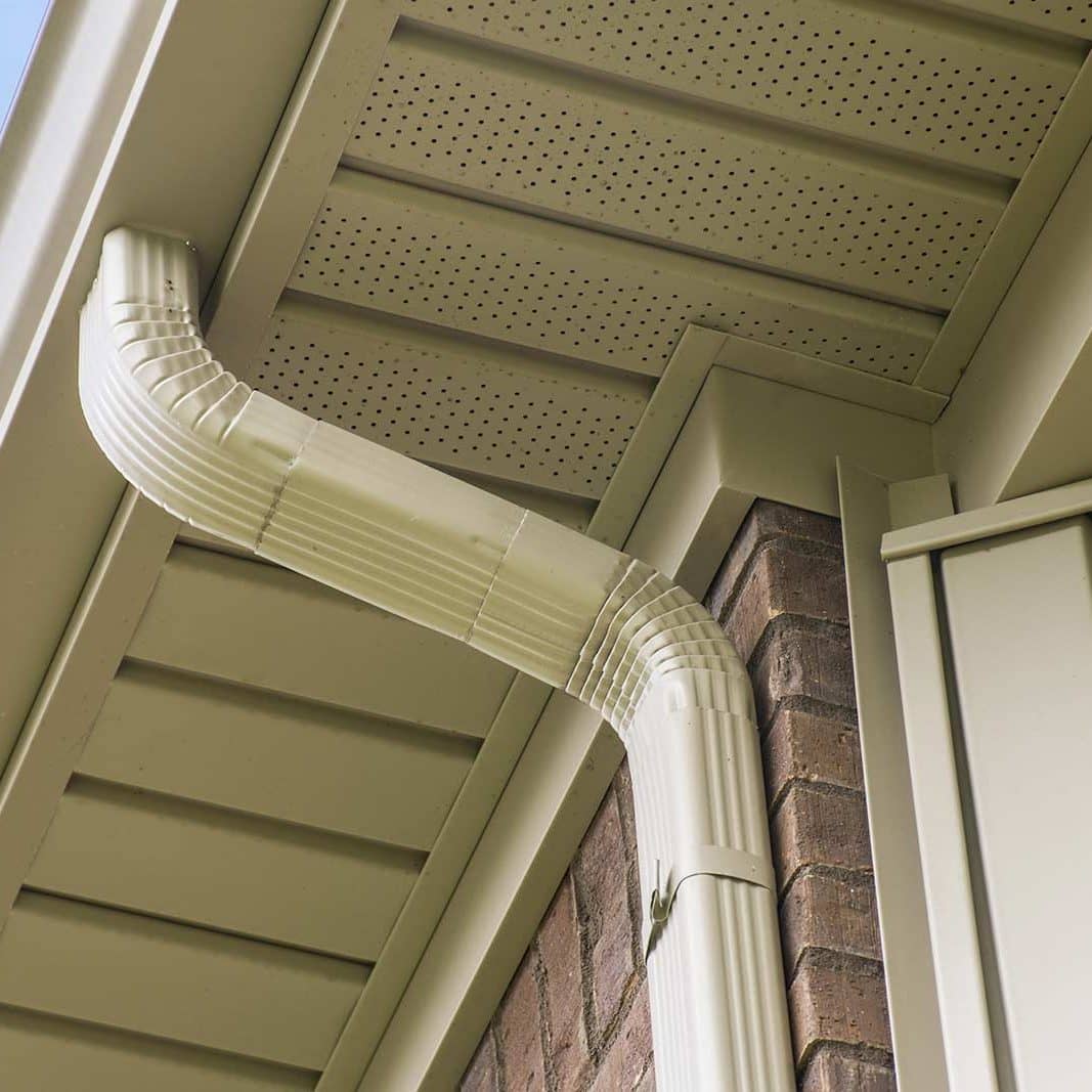 Gutters Downspouts and roof soffit