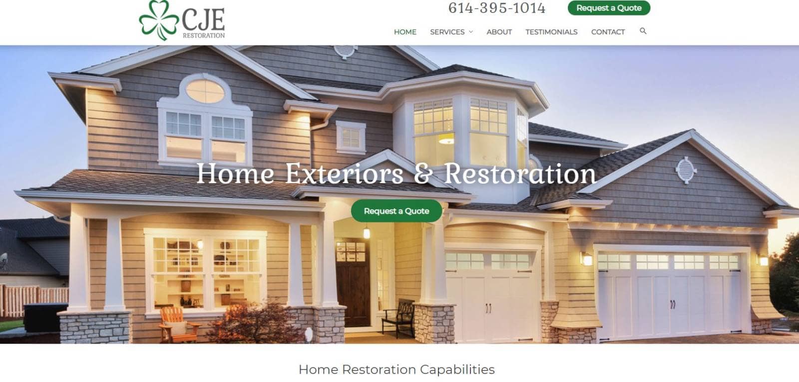 CJE Restoration Home Care Website Design