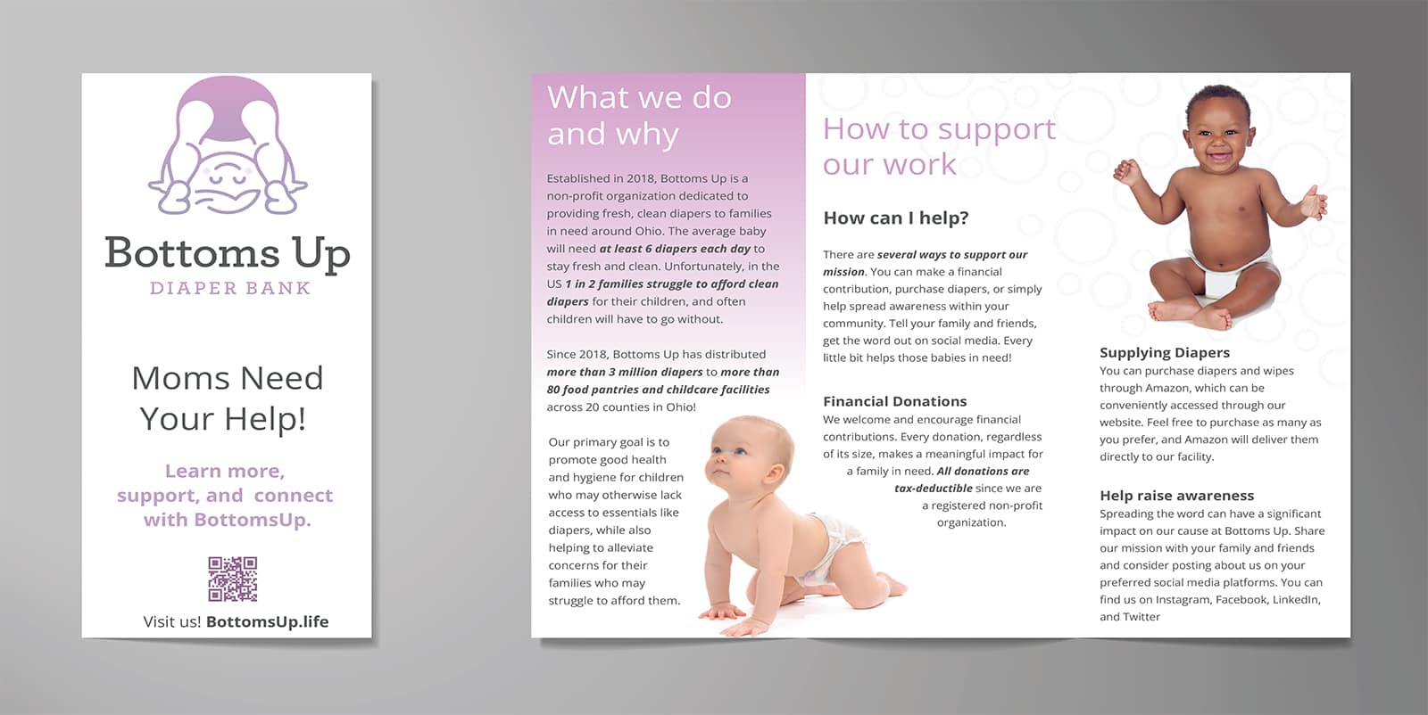 Bottoms Up Trifold Brochure design cover and interior