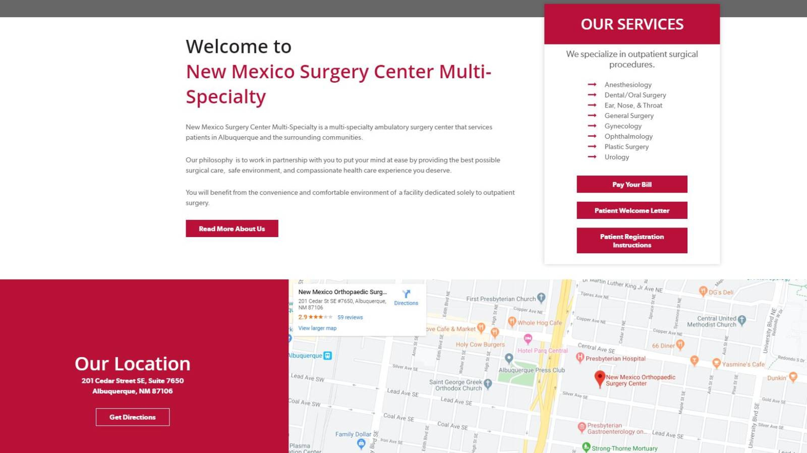 new mexico surgery center website WordPress Mobile Responsive