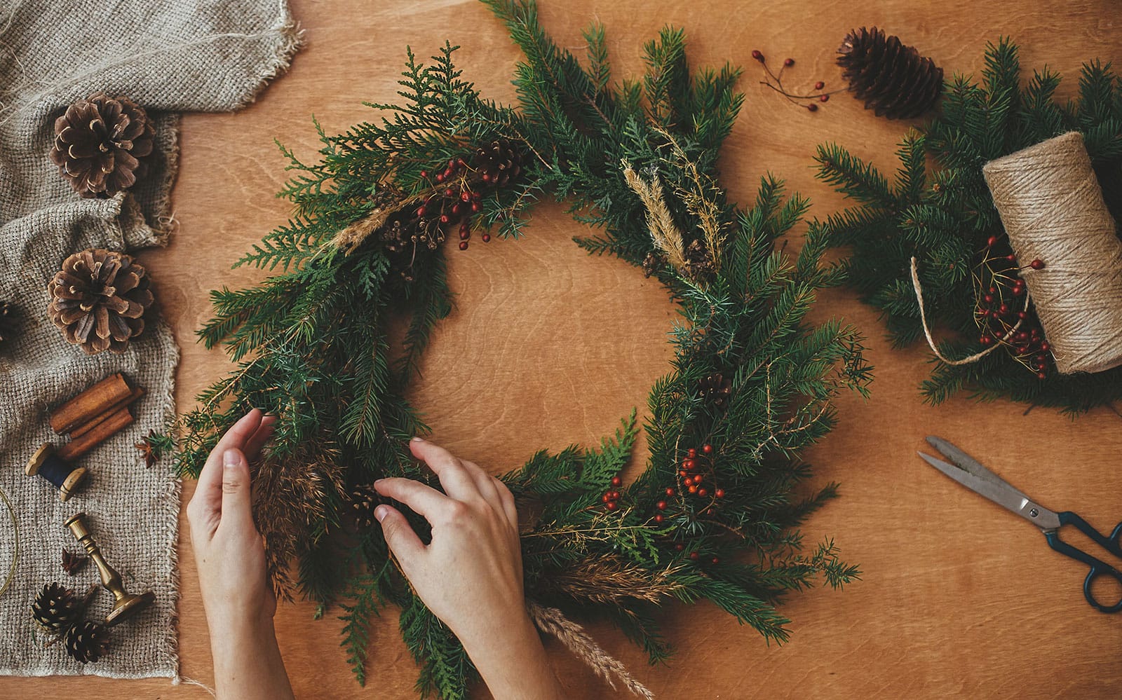 Make a wreath: Robintek virtual holiday party ideas