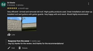 Muth Roofing customer review