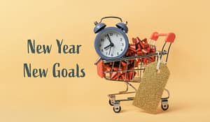 home improvement with new year and new goals with a shopping cart