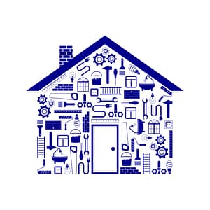 House in the form of tools to repair in blue. Home repairs are important of the upkeep your home.