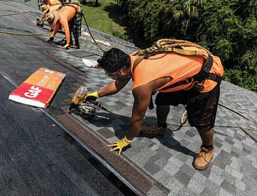 GAF Timberline American Harvest shingles being installed