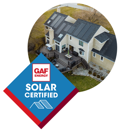 GAF Solar Shingles Residential Home Roof with GAF Badge