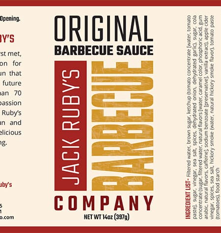 Jack Ruby's BBQ Sauce Company Printed Label