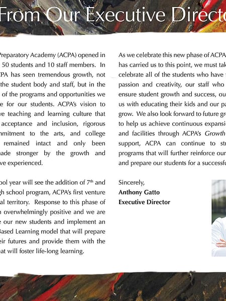 Letter from Our Executive Director ACPA Flyer Design