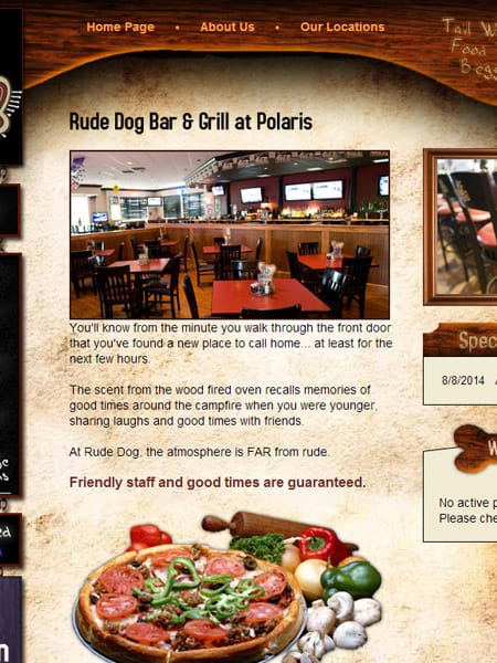 Rude Dog Bar & Grill restaurant website