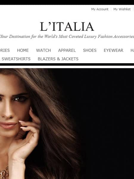 L'italia - Designer Accessory Website with Shopping Cart