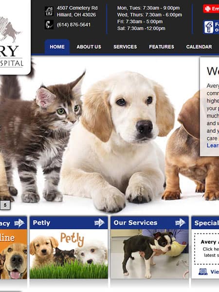 Avery Animal Hospital - Animal Health Website - Robintek