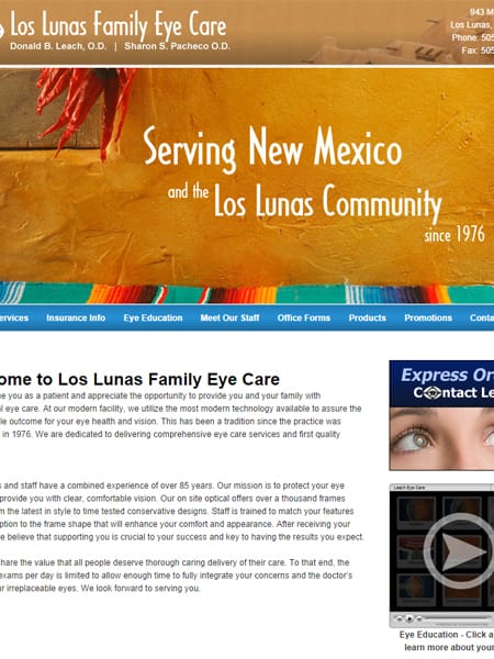 Los Lunas Family Eye Care - Family Business Website