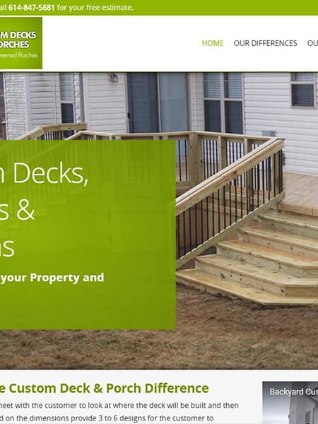 Custom Decks and Porches - Business Website