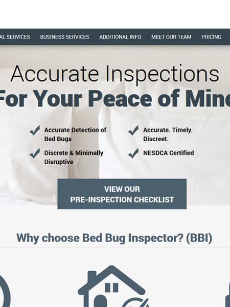 Bed Bug Inspector Business Website