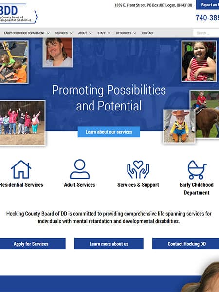 wordpress redesign and build for hocking county board of developmental disabilities