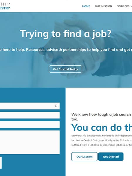 Wordpress, stewardship, employment, ministries. rebuild, redesign