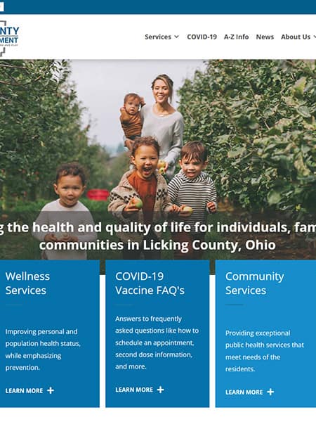 Columbus Ohio Licking County Health Department website design and build