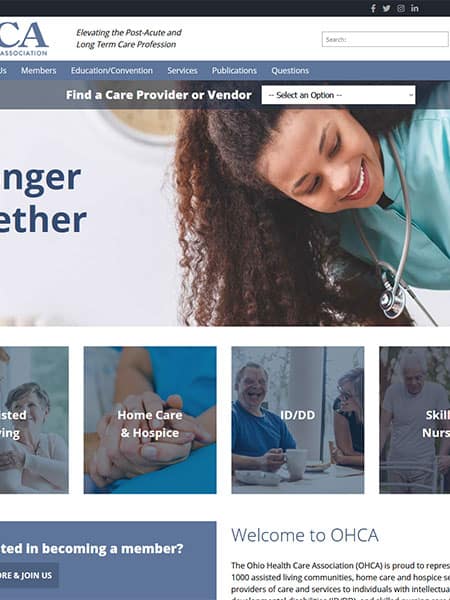 Columbus, ohio health care association, website redesign