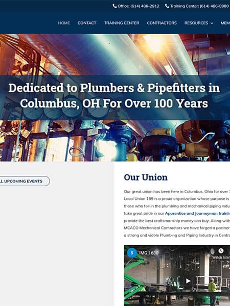 Columbus UA Local 189 plumbers and pipefitters website redesign and rebuild