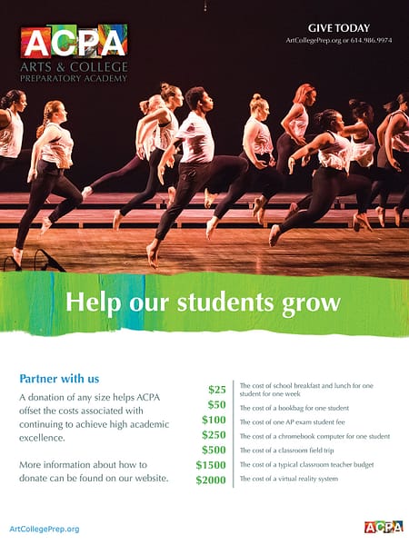 ACPA high school giving campaign flyer design