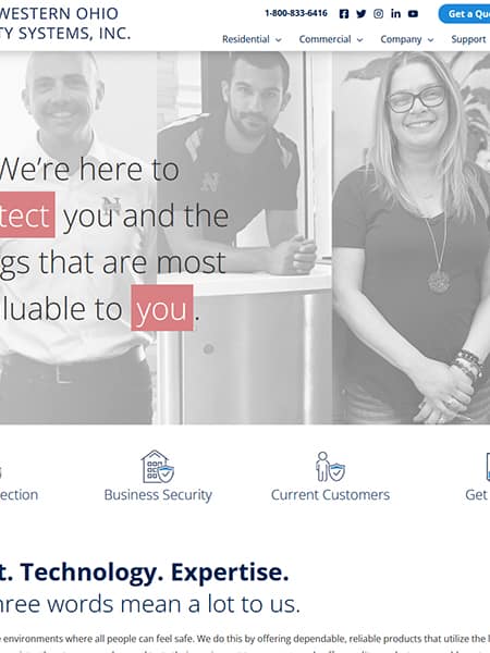 Columbus Northwestern Ohio security system website redesign and rebuild