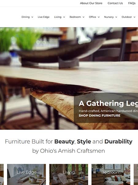 Columbus Amish Originals website redesign and rebuild, ecommerce