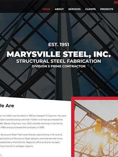 Marysville Steel Website Design Robintek Columbus Ohio