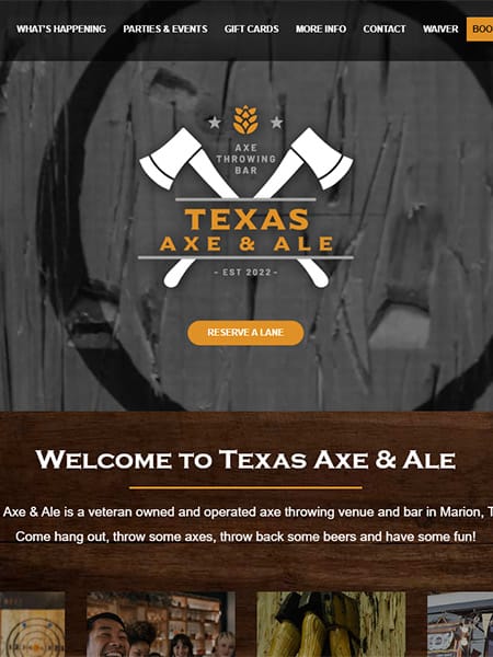 Texas Axe & Ale Website Design Columbus Ohio Robintek