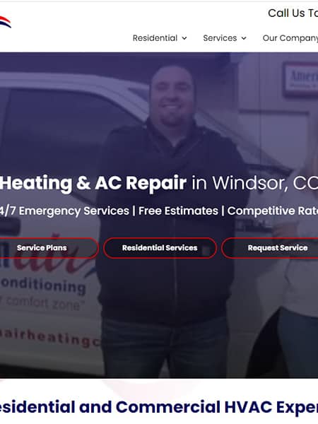American Air Heating & AC Repair Company Website Design