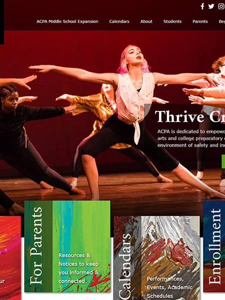 Arts & College Preparatory Website Design