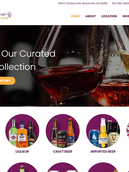 New Albany and Westerville Wine & Brew Emporium Website Design
