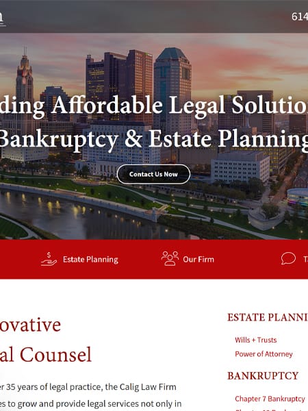 Calig Law Firm homepage design thumbnail