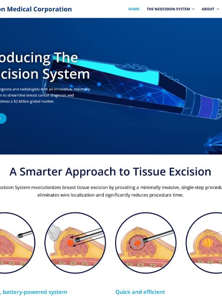 Neocision Medical Corporation website homepage thumbnail