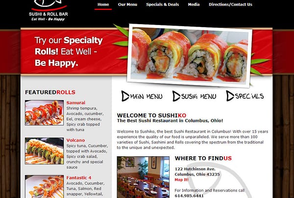 SushiKo – restaurant website