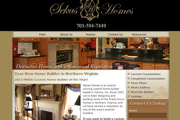 Sekas Homes real estate and high-end construction for homes business website