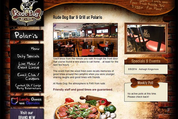 Rude Dog Bar & Grill restaurant website
