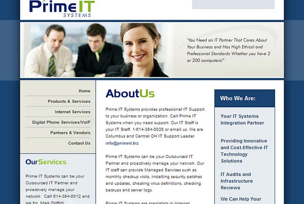 Prime It Systems business website to help you manage your network