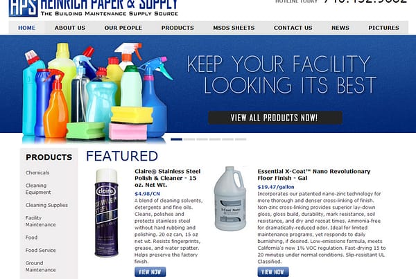 Heinrich Paper & Supply - Maintenance Supply Website